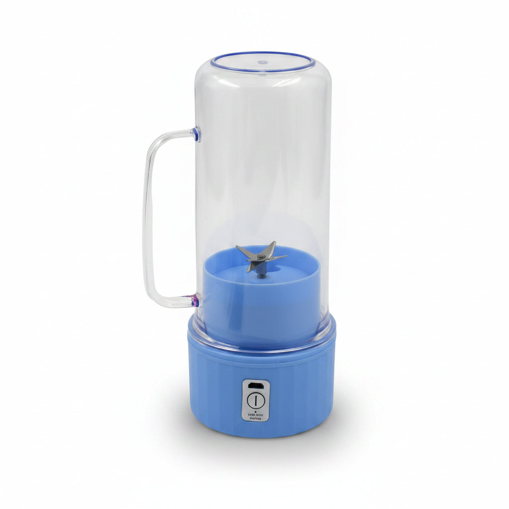 Portable Electric Juicer With Handle  Straw Usb Rechargeable 6 Stainless Steel Blades (500 Ml)