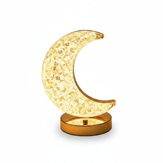 12570 Crystal Table Lamp  Moon Shape Touch Control Lamp With 3 Color  Metal Bedside Lamp For Kids Bedroom Romantic Desktop Nightstand  Stepless Dimming Usb Charging Touch Night Light